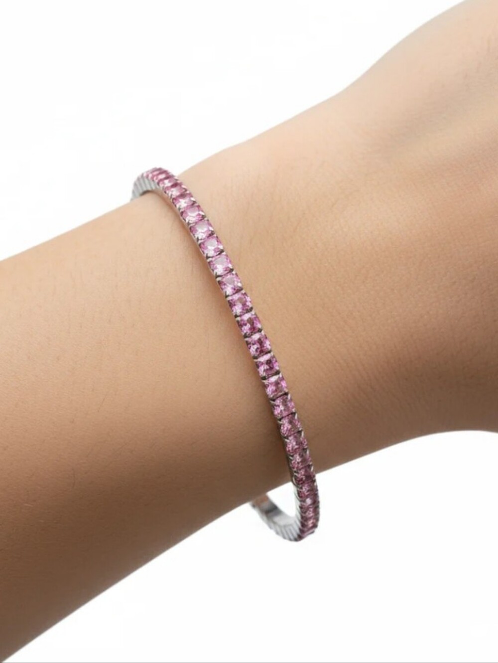 Pink Crystal Tennis Bracelet - Elegant Women's Jewelry